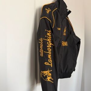 Lamborghini Men's Black Jacket with Gold Accents